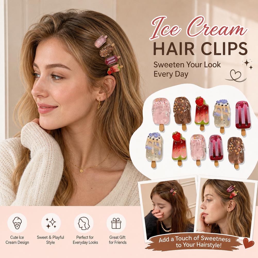 10Pcs Ice Cream Hair Clips Set - огляд і ціна Hair Care Lotion