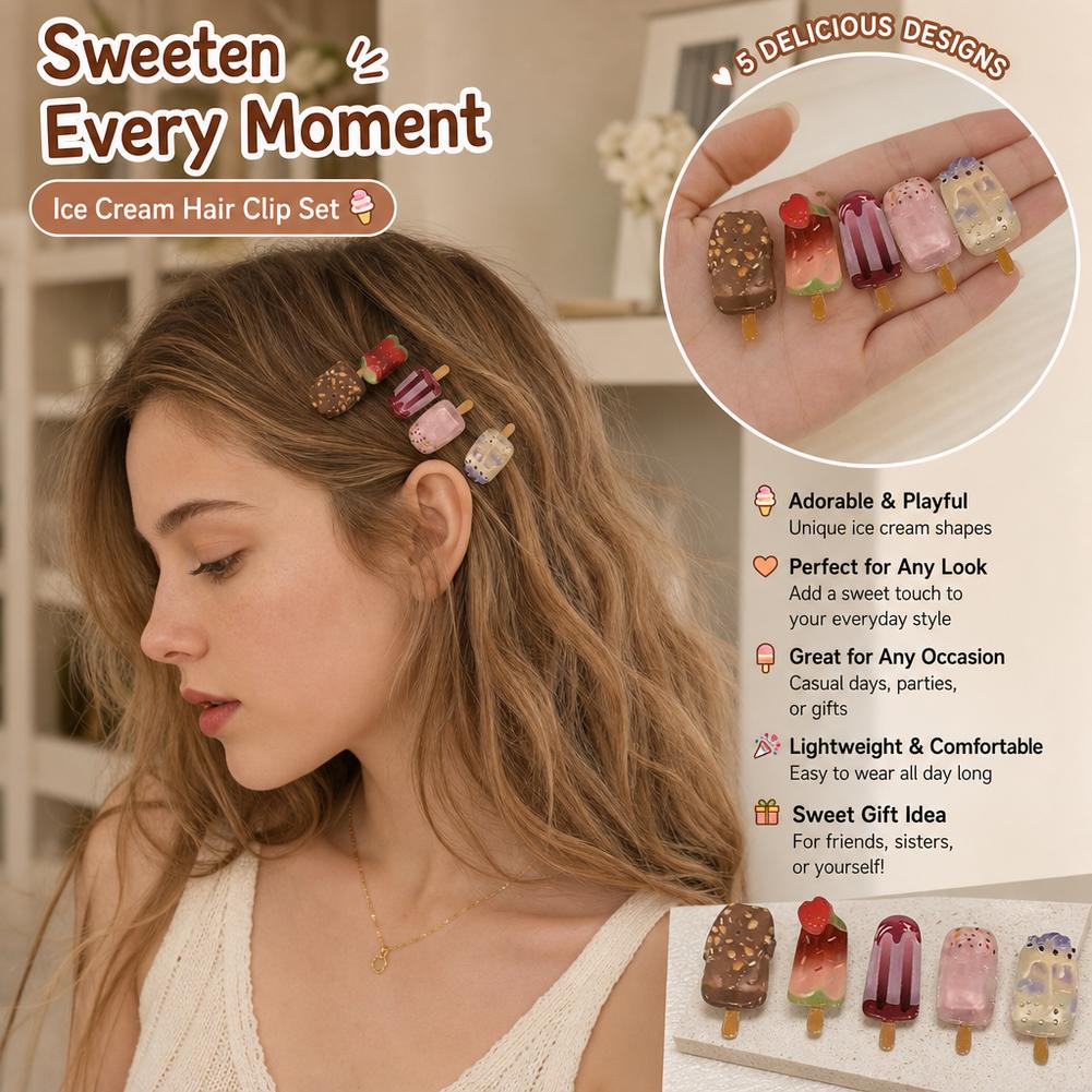 10Pcs Ice Cream Hair Clips Set - огляд і ціна Hair Care Lotion